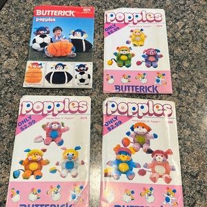 Lot of 4 vintage Butterick Popples sewing patterns. Unused